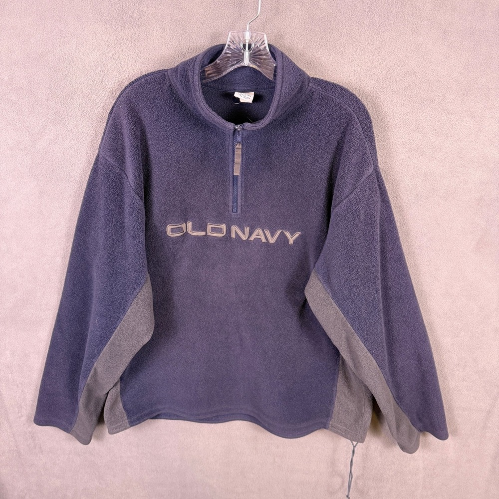 VTG Y2K Old Navy Fleece Pullover Mens XL Blue Quarter Zip Gorpcore Retro